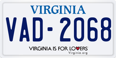 VA license plate VAD2068