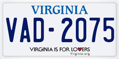 VA license plate VAD2075