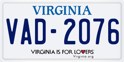 VA license plate VAD2076