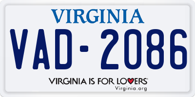 VA license plate VAD2086