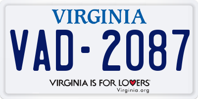 VA license plate VAD2087