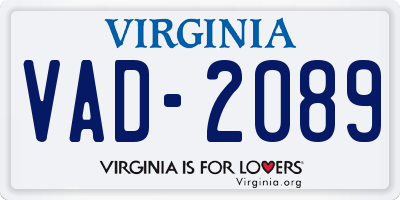 VA license plate VAD2089