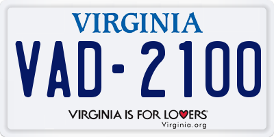 VA license plate VAD2100