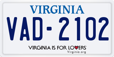 VA license plate VAD2102