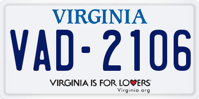 VA license plate VAD2106