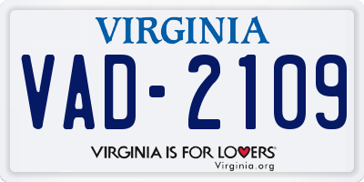VA license plate VAD2109