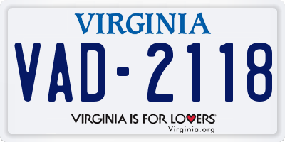 VA license plate VAD2118