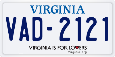 VA license plate VAD2121