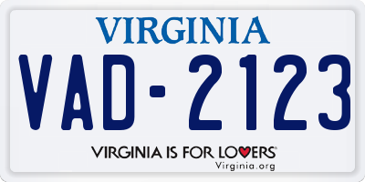 VA license plate VAD2123