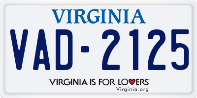 VA license plate VAD2125