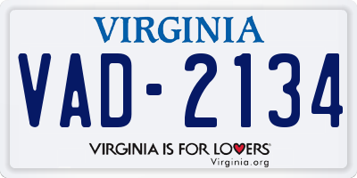VA license plate VAD2134