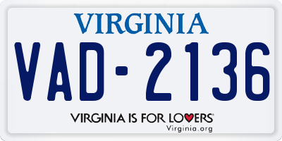 VA license plate VAD2136