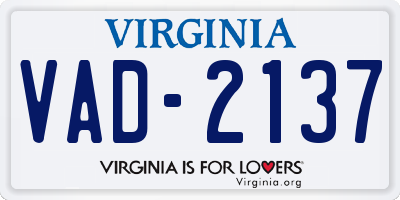 VA license plate VAD2137