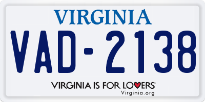 VA license plate VAD2138