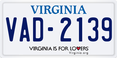 VA license plate VAD2139