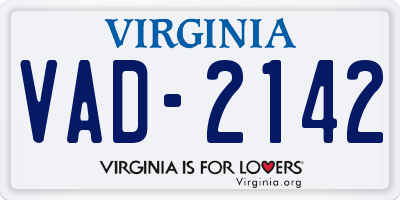 VA license plate VAD2142