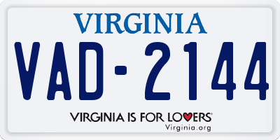 VA license plate VAD2144