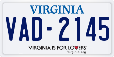 VA license plate VAD2145