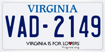 VA license plate VAD2149