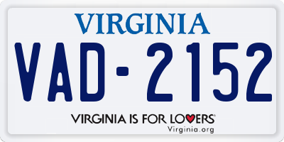 VA license plate VAD2152