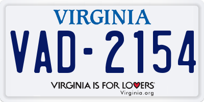 VA license plate VAD2154