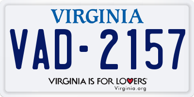 VA license plate VAD2157