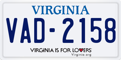 VA license plate VAD2158