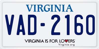 VA license plate VAD2160