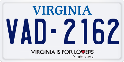 VA license plate VAD2162