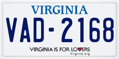 VA license plate VAD2168