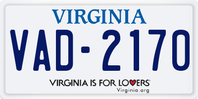 VA license plate VAD2170