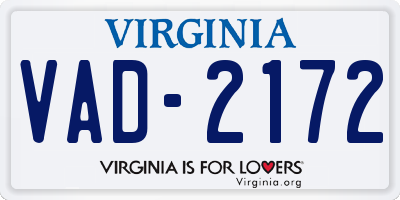 VA license plate VAD2172