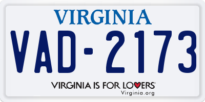 VA license plate VAD2173