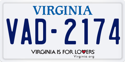 VA license plate VAD2174