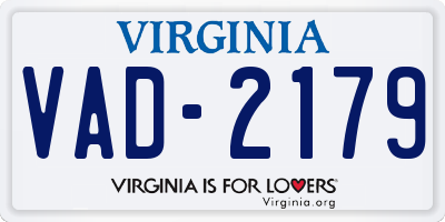 VA license plate VAD2179
