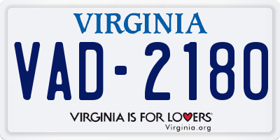 VA license plate VAD2180