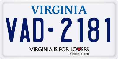 VA license plate VAD2181
