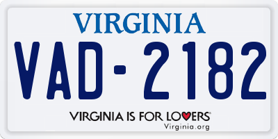 VA license plate VAD2182