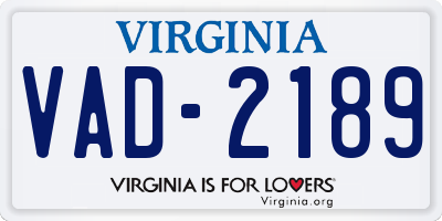 VA license plate VAD2189