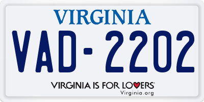 VA license plate VAD2202