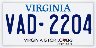 VA license plate VAD2204