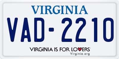 VA license plate VAD2210