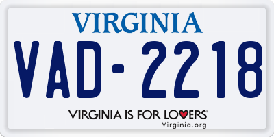 VA license plate VAD2218