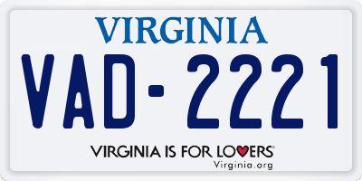 VA license plate VAD2221