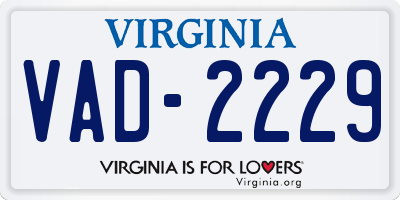 VA license plate VAD2229