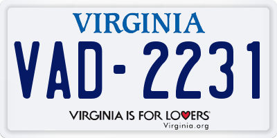 VA license plate VAD2231