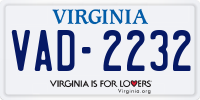 VA license plate VAD2232