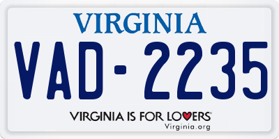 VA license plate VAD2235