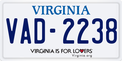 VA license plate VAD2238