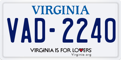 VA license plate VAD2240